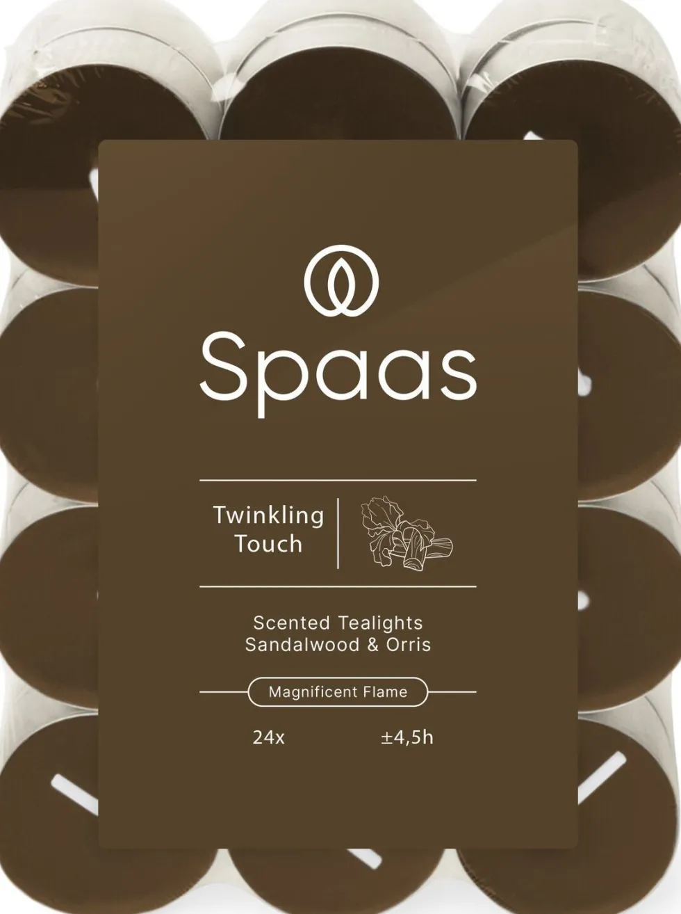 Spaas geurkaars Essential collection Twinkling Touch bruin 4,5 uur D 3,9 H 1,6 cm 24 stuks