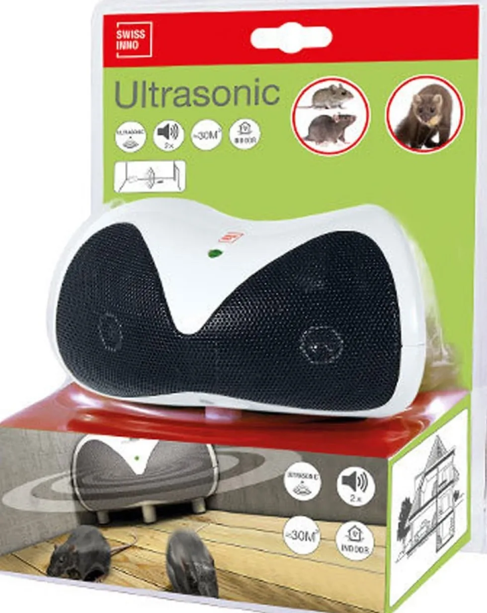 SwissInno Solutions knaagdier verdrijver ultrasoon 3W 30 m²