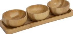Tapasschalen naturel 20 x 20 x 1,5 cm 4-delige set