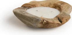 Tierra Outdoor kaars in pot Bowl Teak naturel 34 uur 40 x 40 x 8 cm