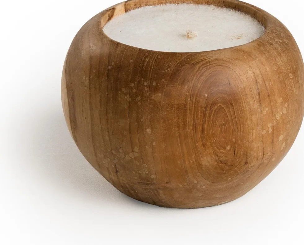 Tierra Outdoor kaars in pot teak naturel 28 uur D 18 H 12 cm