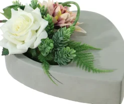 Tina kunstbloemen boeket Roos, Dahlia wit / roze H 24 cm