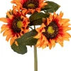 Tina kunstbloemen boeket Zonnebloem oranje / rood H 28 cm