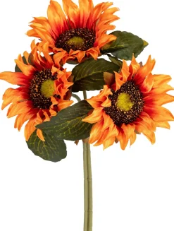 Tina kunstbloemen boeket Zonnebloem oranje / rood H 28 cm