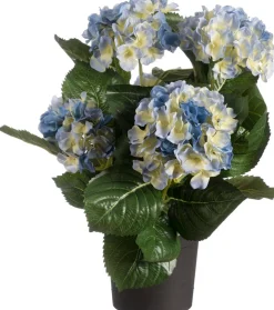 Tina kunstplant Hortensia blauw H 44 cm