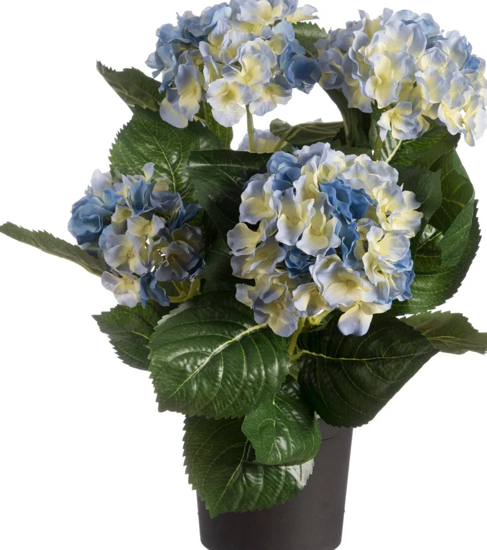 Tina kunstplant Hortensia blauw H 44 cm