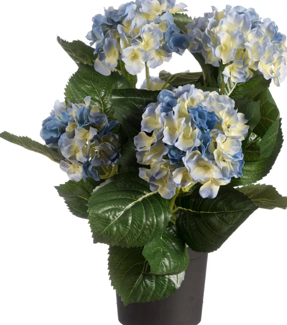 Tina kunstplant Hortensia blauw H 44 cm