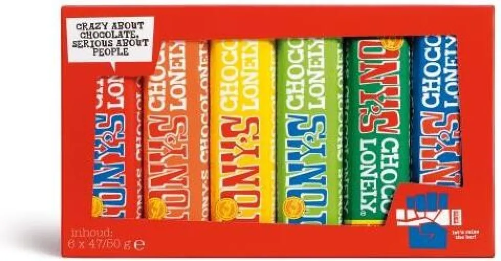 Tony's Chocolonely proeverijtje klein 6 reepjes 47 gr