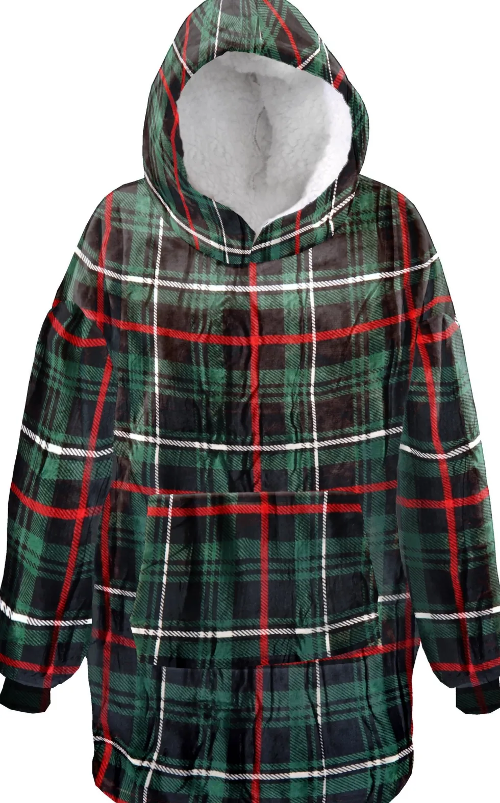 Unique Living hoodie Manon groen ruit onesize