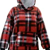 Unique Living hoodie Manon rood/zwart/wit ruit onesize