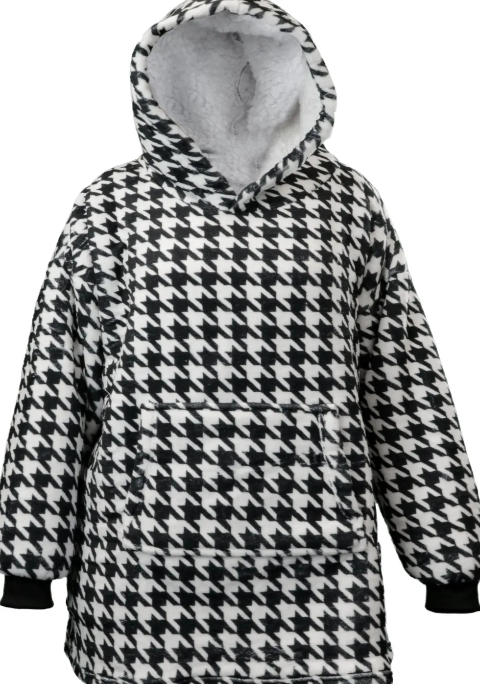 Unique Living hoodie Manon zwart/wit ruit onesize