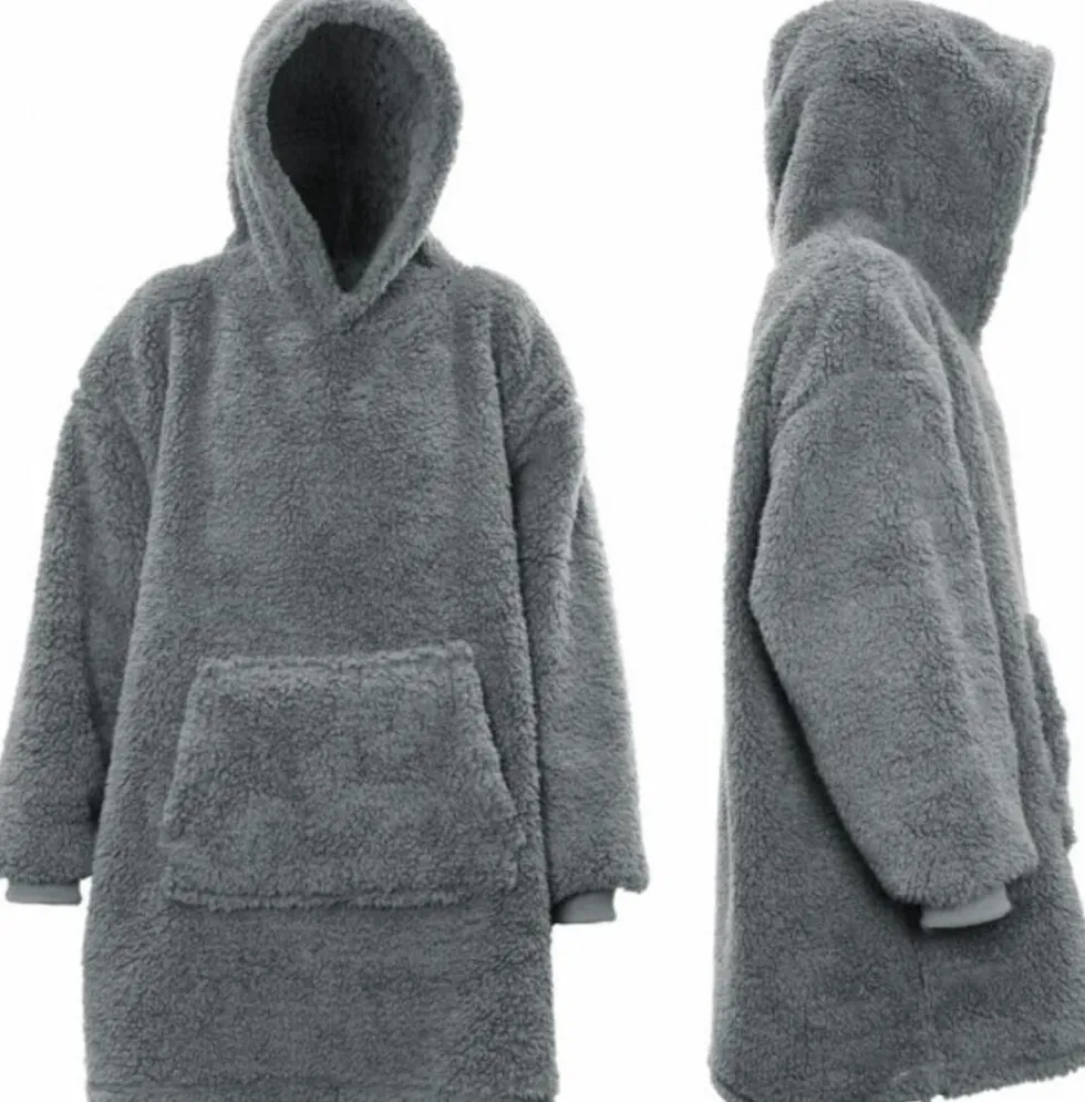 Unique Living hoodie Teddy donkergrijs onesize