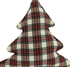 Unique Living kerstkussen Check tree crème 50 x 50 x 10 cm