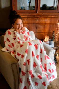 Unique Living kerstkussen Snuggle wit / roze 150 x 200 x 10 cm