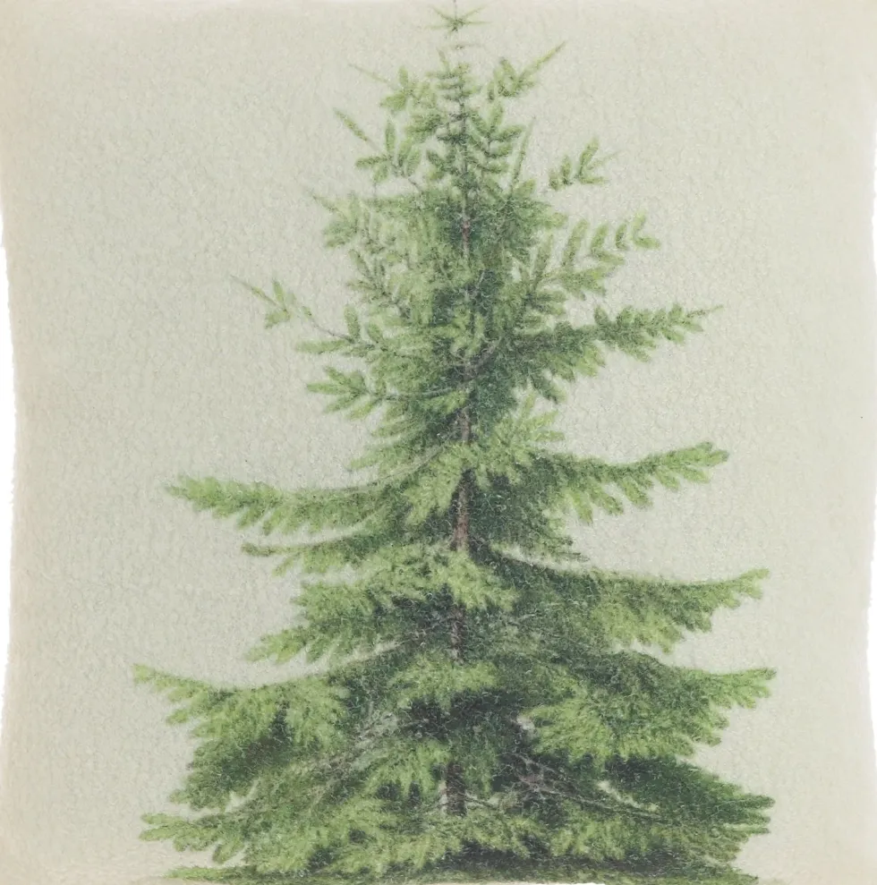 Unique Living kerstkussen Spar wit 45 x 45 x 10 cm