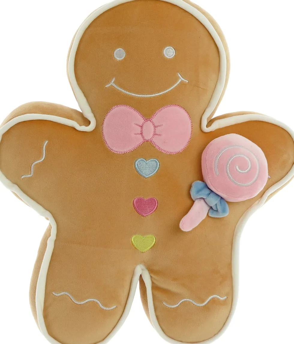 Unique Living kerstkussen Xmas Icons gingerbread bruin 40 x 40 x 10 cm