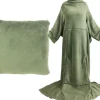 Unique Living omslagplaid Snuggle groen met mouwen onesize