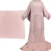 Unique Living omslagplaid Snuggle roze met mouwen onesize