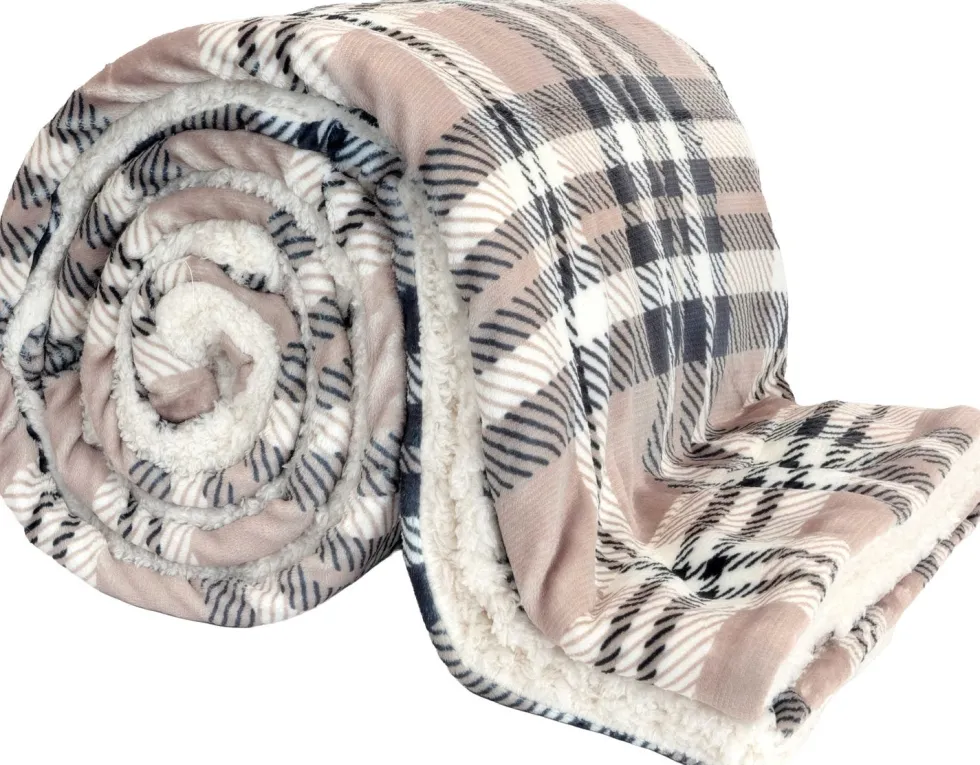 Unique Living plaid Larsson taupe / zwart 150 x 200 cm