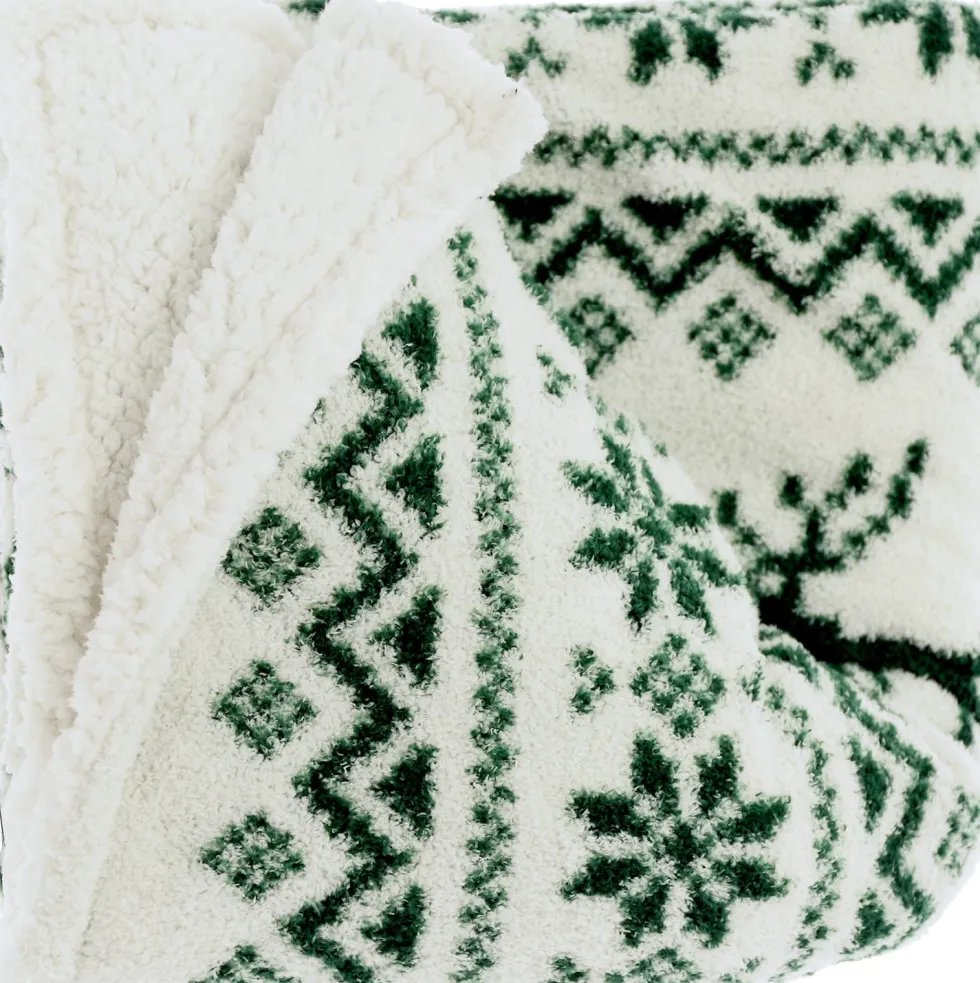 Unique Living plaid Mirre wit / groen 130 x 160 x 10 cm