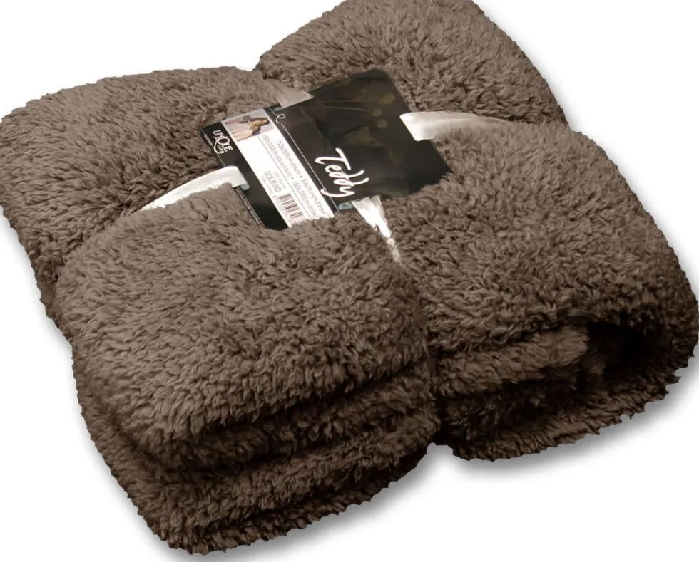 Unique Living plaid Teddy beige / grijs 150 x 200 cm