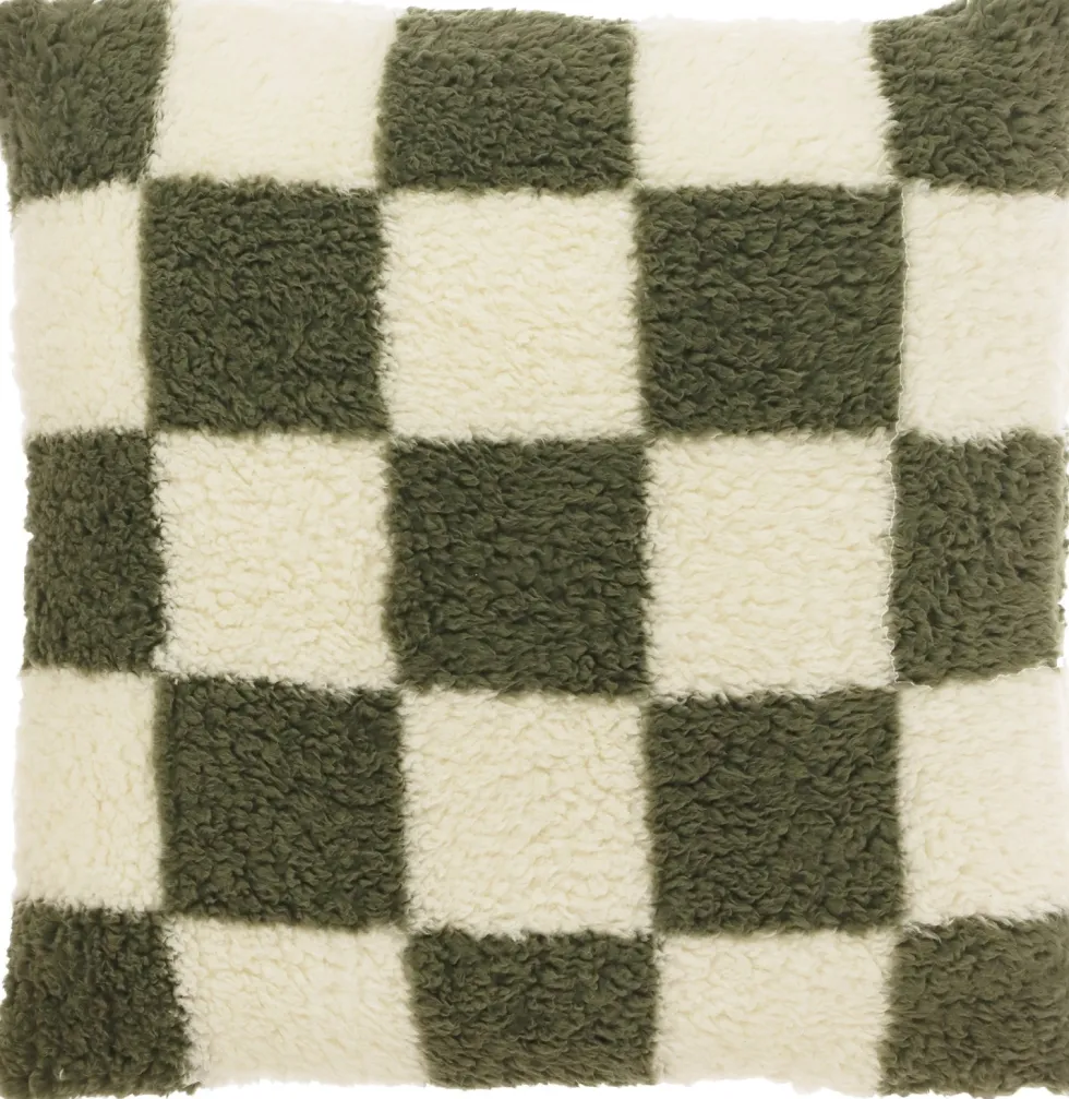 Unique Living sierkussen Check wit / groen 53 x 53 cm