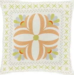 Unique Living sierkussen Riaz wit / oranje 45 x 45 cm