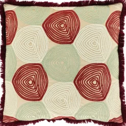 Unique Living sierkussen Sem rood / groen / crème 45 x 45 cm