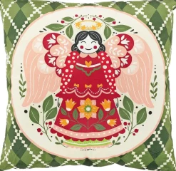 Unique Living sierkussen Viro kerstengel groen 45 x 45 x 10 cm
