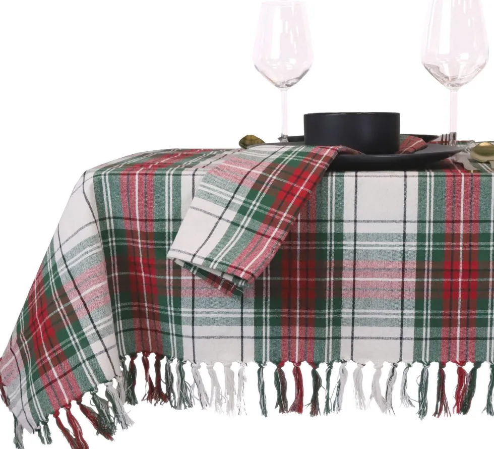 Unique Living tafelkleed Tartan wit 150 x 200 cm