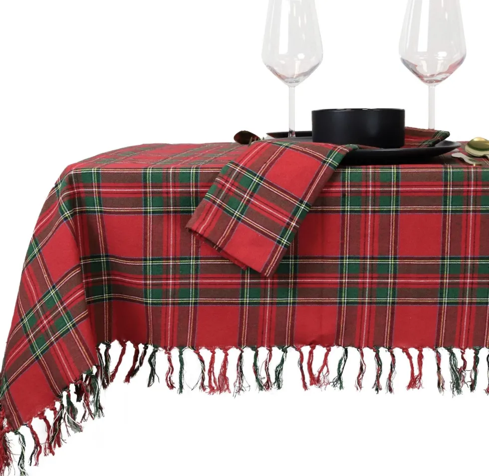 Unique Living tafelkleed Tartan rood 150 x 200 cm
