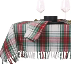 Unique Living tafelkleed Tartan wit 150 x 250 cm