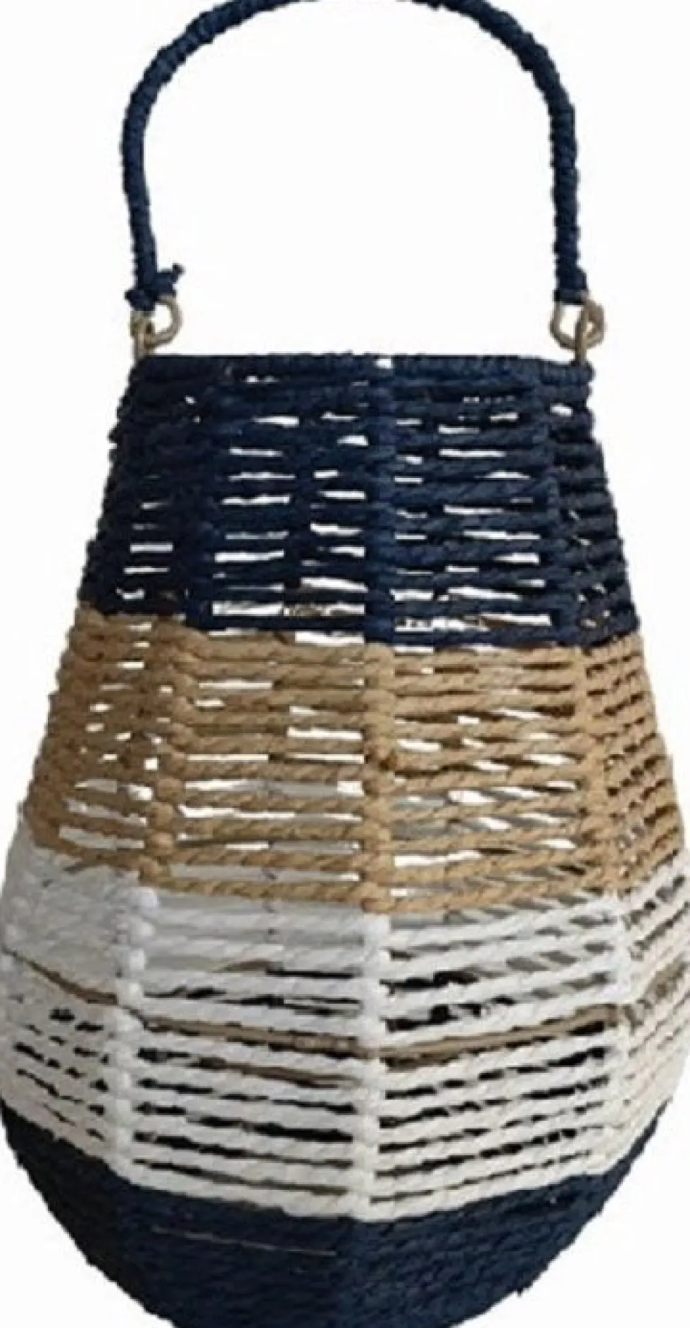 Van der Leeden windlicht Bob blauw / naturel / wit D 26 H 31 cm