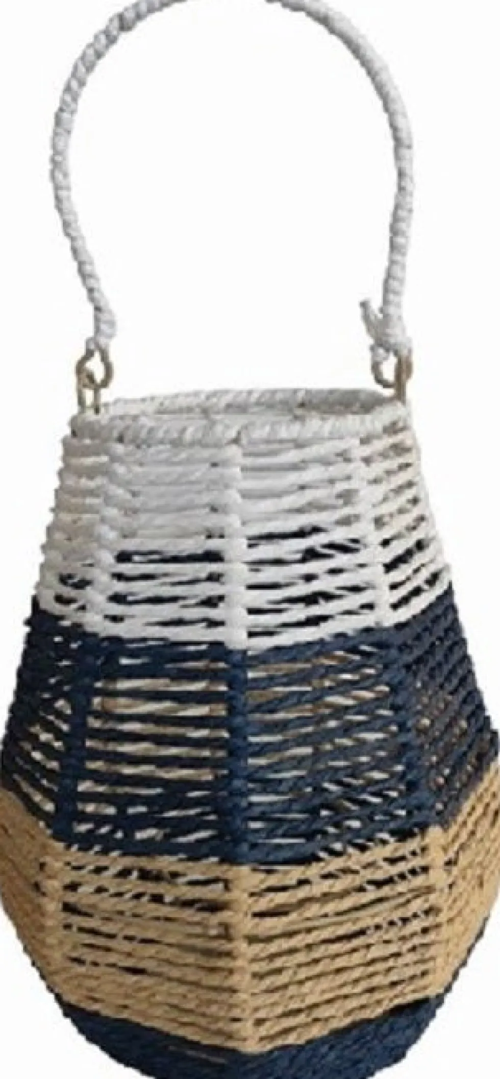 Van der Leeden windlicht Bob wit / blauw / naturel D 26 H 31 cm