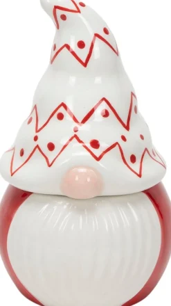 Voorraadpot Gnoom rood / wit D 9,8 H 16,3 cm