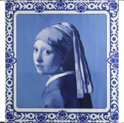 Wandkleed Meisje met de parel blauw 105 x 108 cm