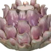 Waxinelichthouder Fae grijs / roze 14,5 x 14,5 x 10,5 cm