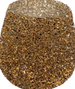 Waxinelichthouder Strass Cauldron oranje D 9,5 H 9 cm