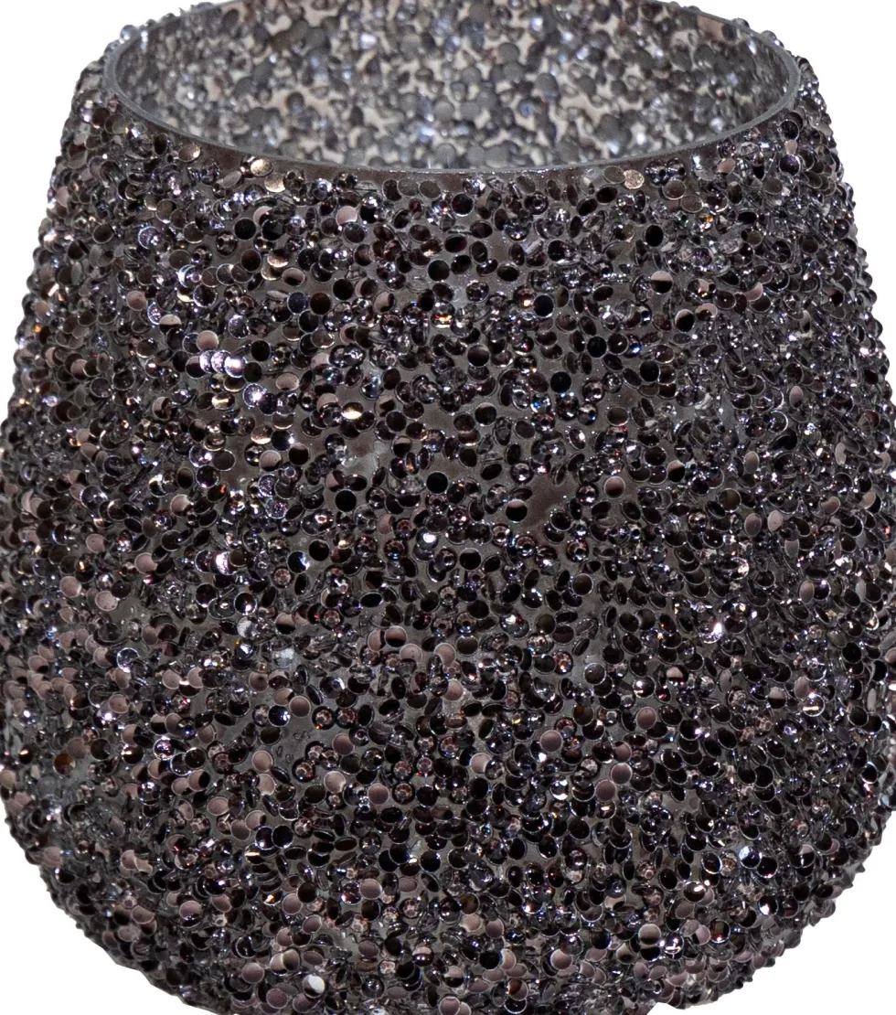 Waxinelichthouder Strass Cauldron zwart D 12 H 12,5 cm