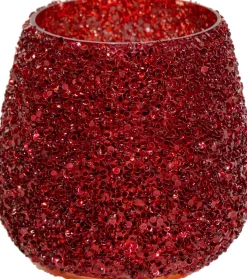 Waxinelichthouder Strass Cauldron rood D 16 H 16,5 cm