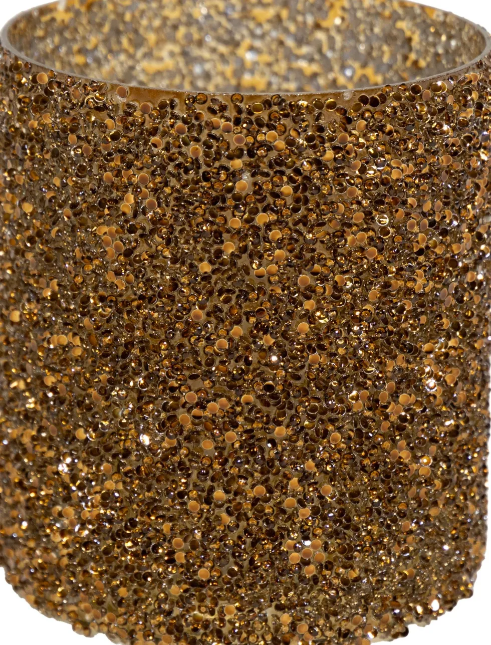 Waxinelichthouder Strass Cylinder oranje D 13,5 H 15 cm