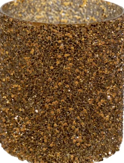 Waxinelichthouder Strass Cylinder oranje D 8,5 H 8,5 cm