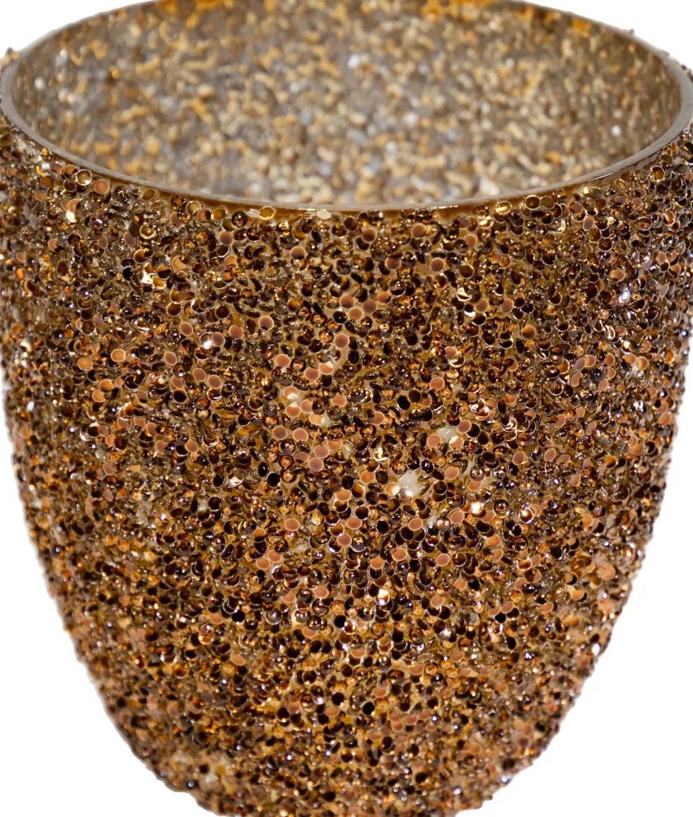 Waxinelichthouder Strass Egg oranje D 12,5 H 12 cm