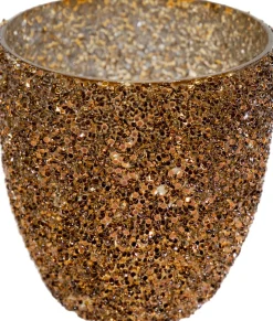 Waxinelichthouder Strass Egg oranje D 9 H 8,5 cm
