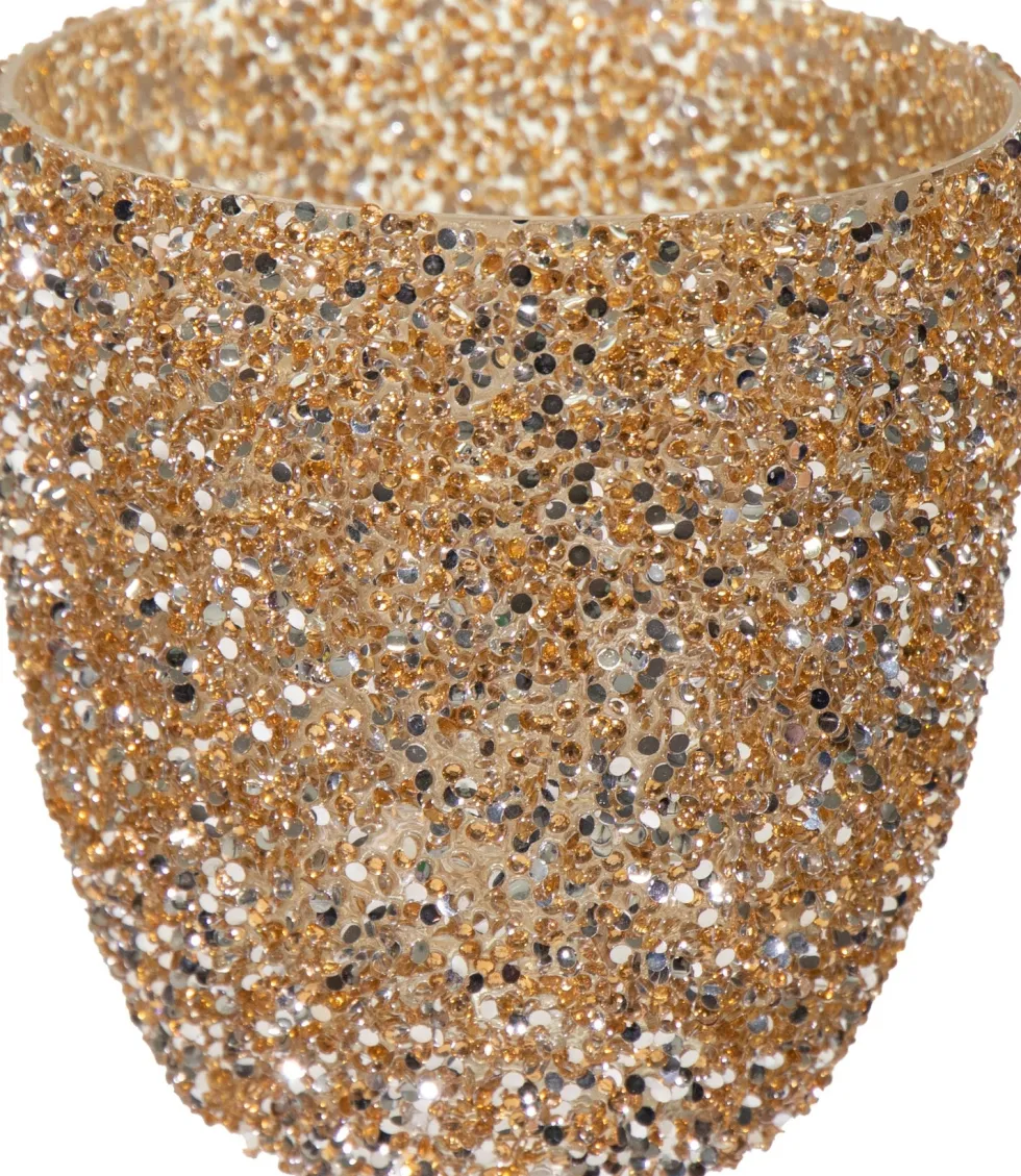 Waxinelichthouder Strass Livy goud D 9 H 8,5 cm