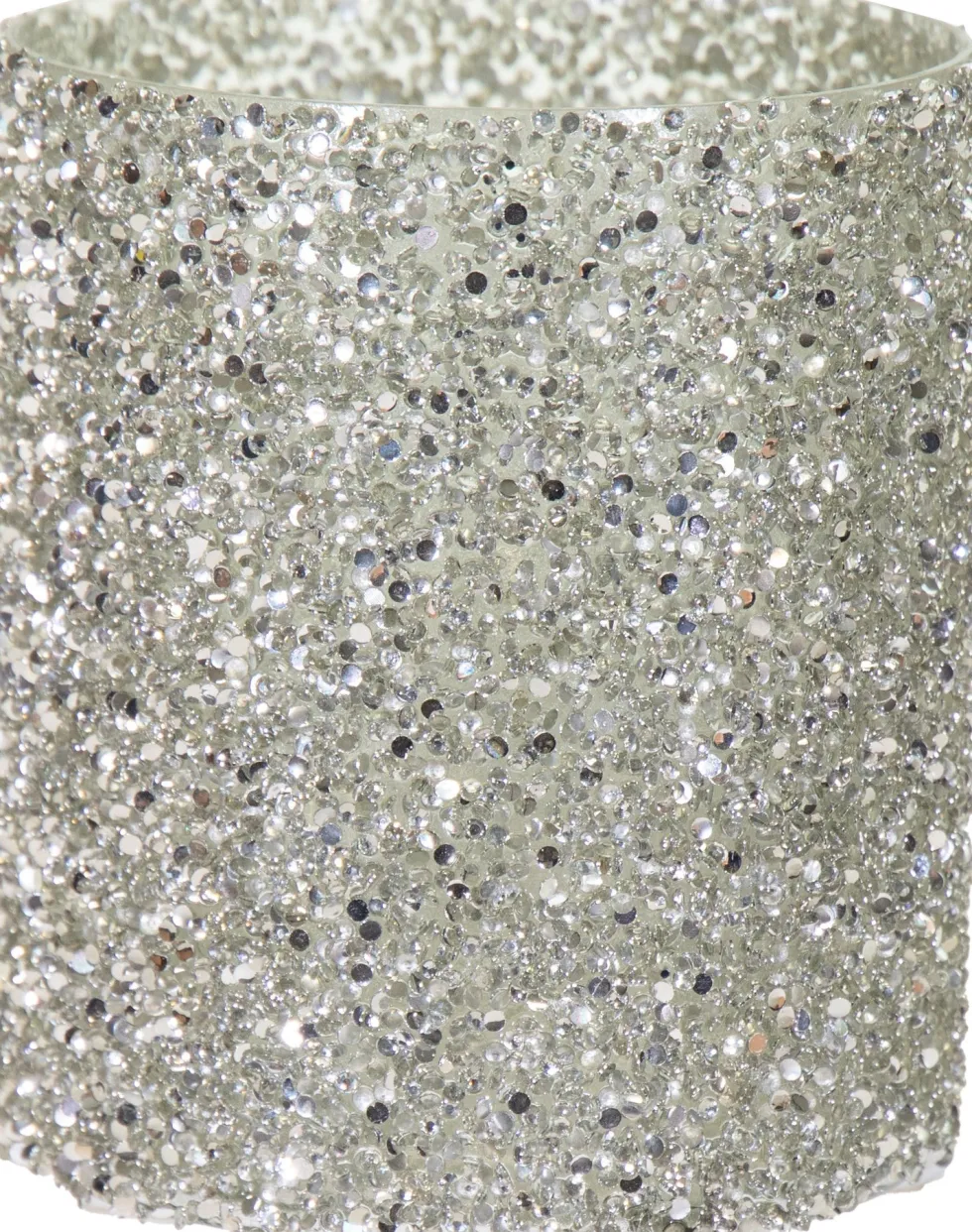 Waxinelichthouder Strass Lois zilver D 13,5 H 15 cm
