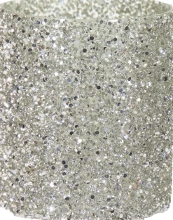 Waxinelichthouder Strass Lois zilver D 11 H 12,5 cm