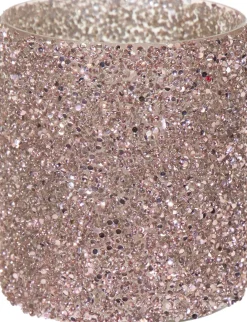 Waxinelichthouder Strass Lois roze D 13,5 H 15 cm