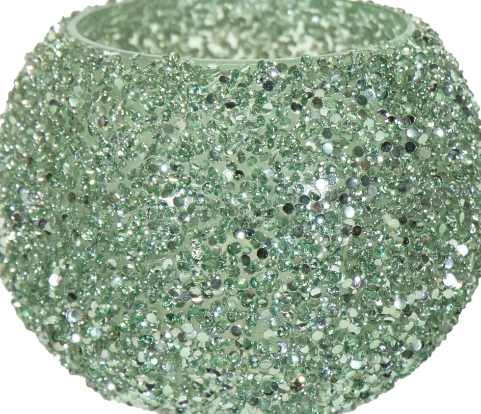 Waxinelichthouder Strass Louise groen D 13 H 10 cm