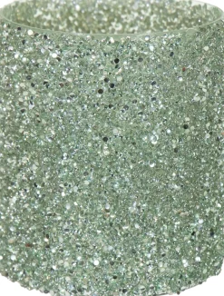 Waxinelichthouder Strass Lois groen D 11 H 12,5 cm